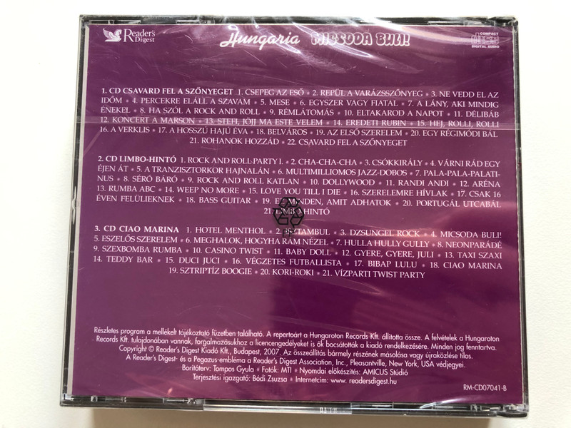 Hungaria – Micsoda Buli / Reader's Digest Hungary 3x Audio CD 2007 / RM-CD07041-1-3