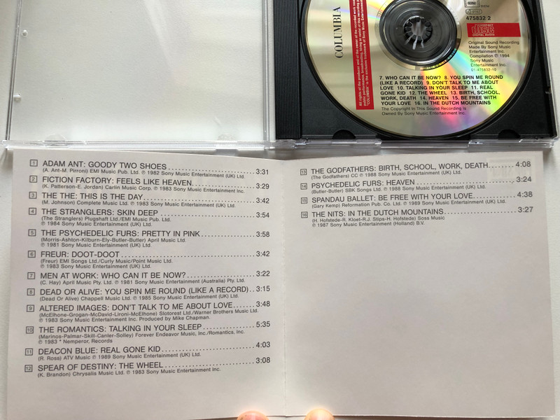 Wave Party / Adam Ant - Goody Two Shoes, The Stranglers - Skin Deep, Dead Or Alive - You Spin Me Round, Deacon Blue - Real Gone Kid / Columbia Audio CD 1994 / 475832 2