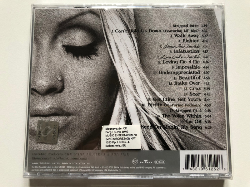 Christina Aguilera – Stripped / Includes the hit singles ''Beautiful'', Dirrty'', ''Fighter'', ''Can't Hold Us Down'' and ''The Voice Within'' / RCA Audio CD 2002 / 7432 196125 2