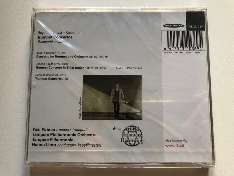 Kaipainen, Haydn, Tomasi - Trumpet Concertos / Pasi Pirinen, Tampere Philharmonic Orchestra, Hannu Lintu / Alba Records Audio CD 2014 / ABCD 369