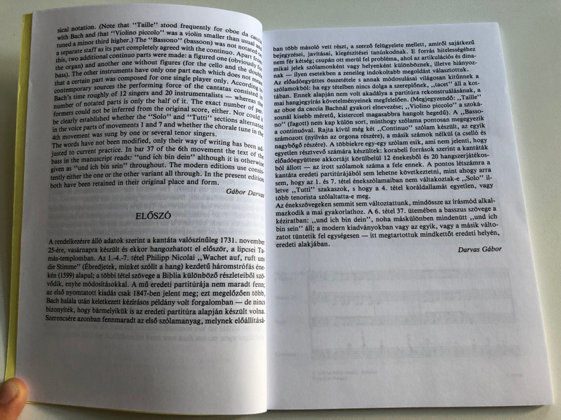 Bach, Johann Sebastian Cantata No. 140 (Wachet auf) pocket score  Edited by Darvas Gábor  Editio Musica Budapest Zeneműkiadó