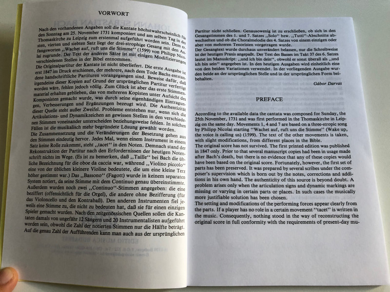 Bach, Johann Sebastian Cantata No. 140 (Wachet auf) pocket score  Edited by Darvas Gábor  Editio Musica Budapest Zeneműkiadó