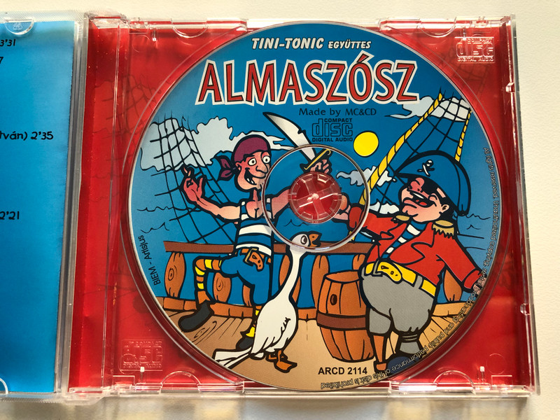Almaszosz - Tini-Tonic Egyuttes / Kaloz dal az al almasz oszrol; Hideg szel fuj; Hullo csillag; Ezer nevem; Vadlud voltam; Szigetorszagi tragedia; Oktober; Mit tehetnek erted; Helikoffer; Voroshaj u lanyok / Arena Holding Audio CD / ARCD 2114