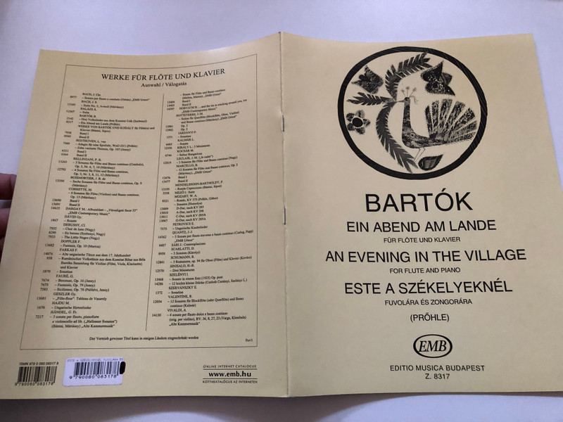 Bartók: Ein Abend am Lande – For Flute and Piano | Classical Sheet Music (9790080083178)