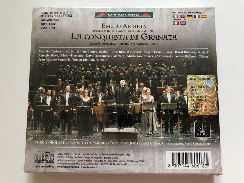 La Conquista Di Granata - Emilio Arrieta / Cantarero, Ibarra, Bros, Ódena, Coro Y Orquesta Sinfónica De Madrid, Jesús López-Cobos / Dynamic 2x Audio CD 2009, Box Set / CDS 618/1-2