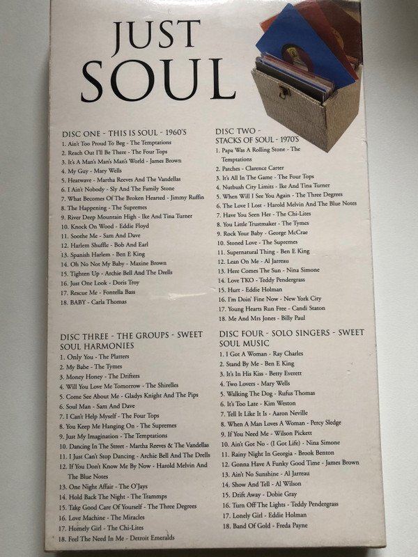 Just Soul / 4 CD Set, Over 3 Hours Of Music / Featuring: Sam & Dave, Mary Wells, Wilson Pickett, Eddie Floyd, Ben E King, Martha Reeves, Ray Charles, Nina Simone, Percy Sledge / Horizon Records 4x Audio CD 2007, Box Set / HZTV468