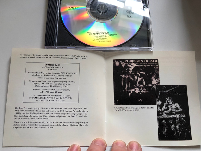 The Adventures Of Robinson Crusoe (Original Television Soundtrack) / Music by Robert Mellin And Gian-Piero Reverberi / New Expanded CD Release - Over 30 Minutes Of Extra Music / Silva Screen Audio CD 1997 / FILMCD 705