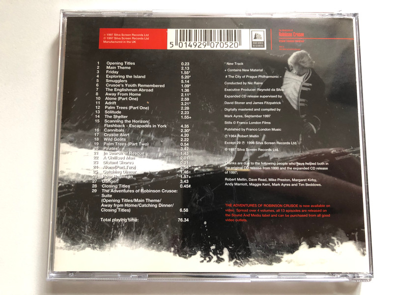 The Adventures Of Robinson Crusoe (Original Television Soundtrack) / Music by Robert Mellin And Gian-Piero Reverberi / New Expanded CD Release - Over 30 Minutes Of Extra Music / Silva Screen Audio CD 1997 / FILMCD 705