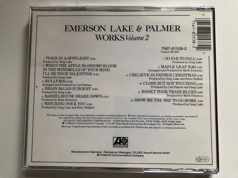 Emerson Lake & Palmer - Works - Volume 2 / Atlantic Audio CD / 7567-81538-2