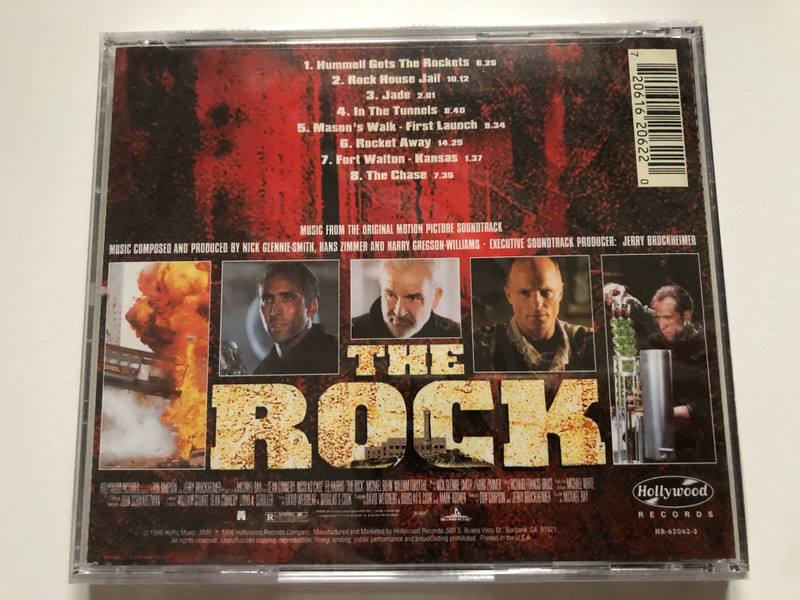 The Rock (Original Motion Picture Score) - Sean Connery, Nicolas Cage, Ed Harris / Music Composed and Produced by Nick Glennie-Smith, Hans Zimmer and Harry Gregson-Williams / Hollywood Records Audio CD 1996 / HR-62062-2