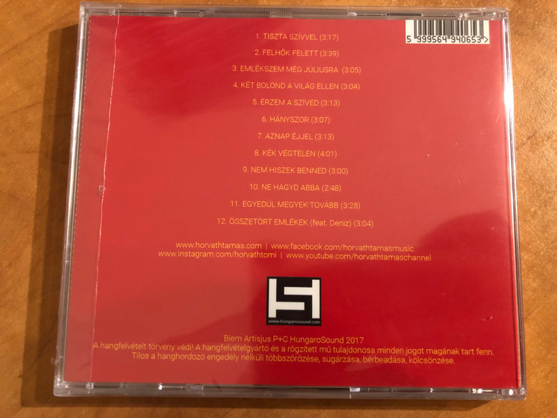 Horváth Tamás - Egyedul Megyek Tovabb / HungeroSound Audio CD 2017 / 5999564940653