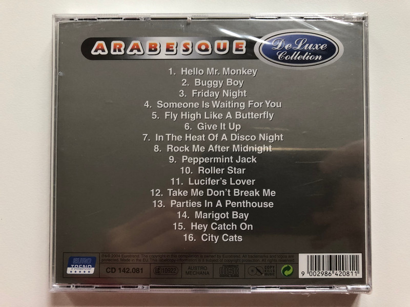 Arabesque – De Luxe Collection / Marigot Bay, Take Me Don't Break Me, City Cats, Friday Night, Hello Mr. Monkey / Eurotrend Audio CD 2004 / CD 142.081