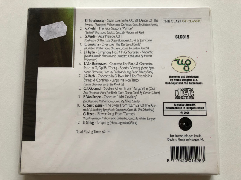 Most Beautiful Classics For My Valentine / The Class Of Classic / Weton-Wesgram Audio CD 2005 / CLC015