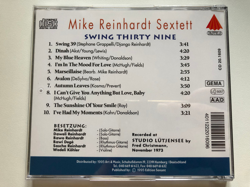 Mike Reinhardt Sextett – Swing Thirty Nine / Dinah; My Blue Heaven; Autumn Leaves; The Sunshine Of Your Smile; u. a. / Digital Remastered Jazz Edition / Pastels Audio CD 1995 / CD 20.1609