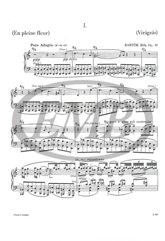 Bartók Béla: Two Pictures / Editio Musica Budapest Zeneműkiadó / 1952 / Bartók Béla: Két kép / Virágzás - A falu tánca 