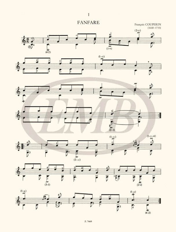 Couperin, François: Twelve Pieces for guitar / Arranged by Vereczkey László / Editio Musica Budapest Zeneműkiadó / 1975 / Couperin, François: Tizenkét darab gitárra / Átdolgozta Vereczkey László 