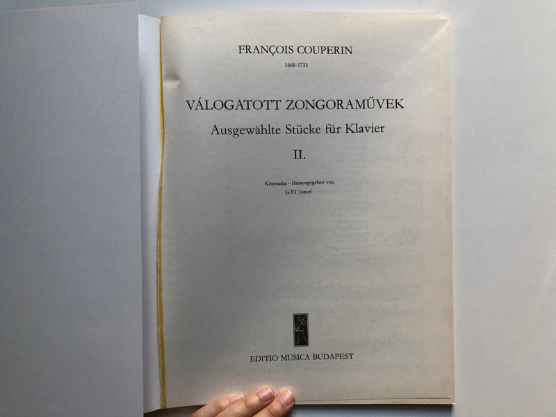 Couperin: Selected Piano Pieces 2 (Válogatott Zongoraművek) – Edited by Joseph Gát (1971)