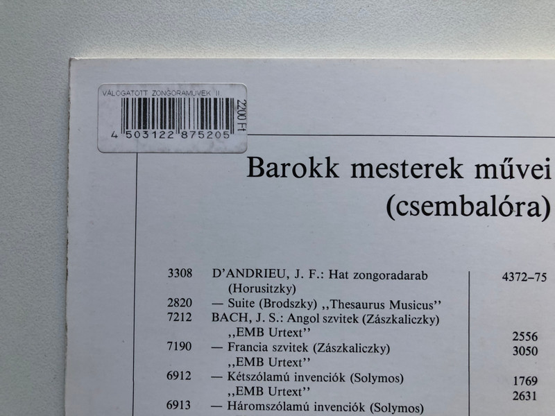 Couperin: Selected Piano Pieces 2 (Válogatott Zongoraművek) – Edited by Joseph Gát (1971)