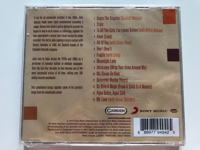 The Best Of Julio Iglesias - Amor / Camden Audio CD 2010 / 88697794942