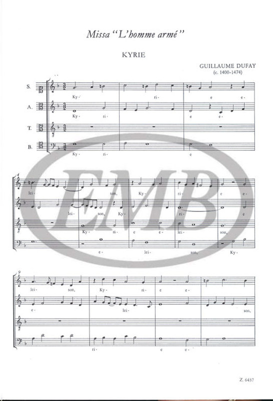 Dufay, Guillaume: Missa L'homme armé / for mixed chorus vocal/choral score / Edited by Darvas Gábor / Editio Musica Budapest Zeneműkiadó / 1971 / Közreadta Darvas Gábor 