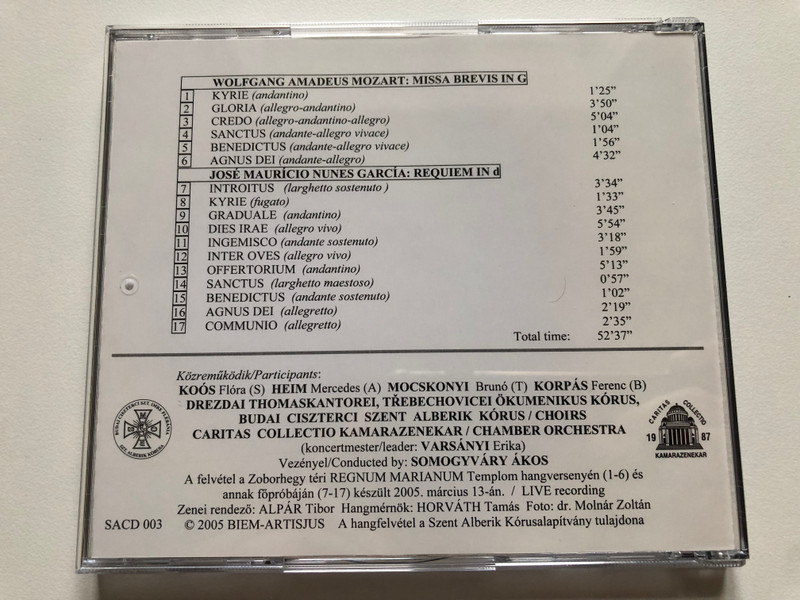 Garcia - Requiem in d - Mozart - Missa Brevis in G / Audio CD 2005 / SACD 003