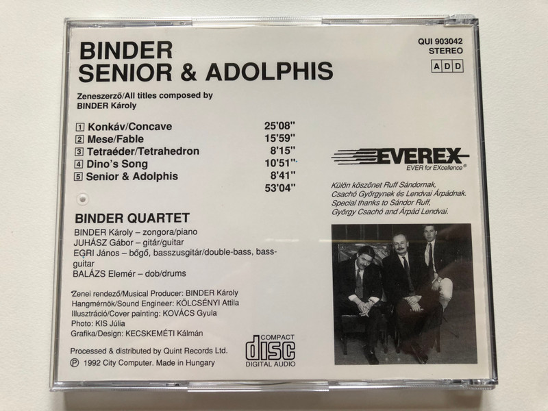 Binder – Senior & Adolphis / EVER for EXcellence / Quint Records Audio CD 1992 /  QUI 903042