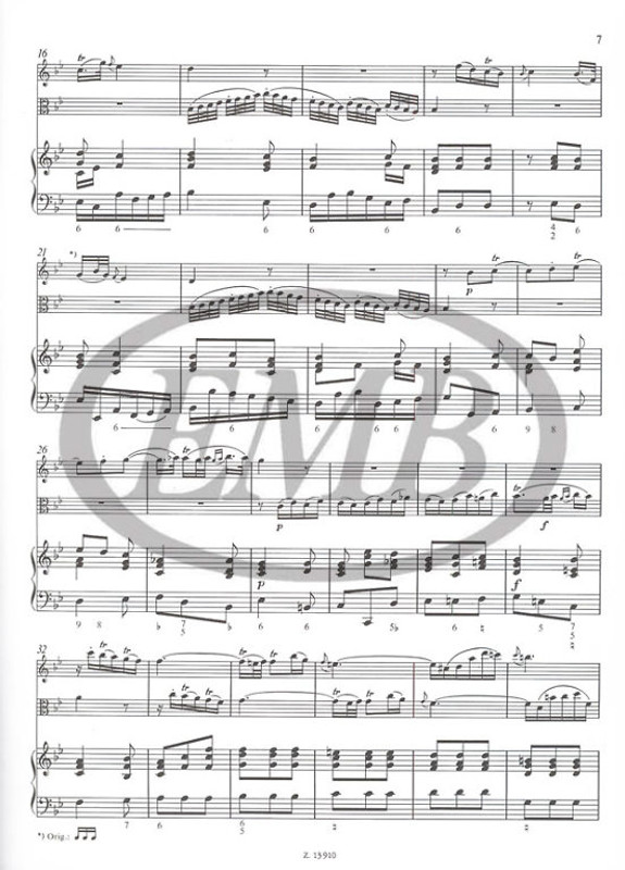 Graun, Karl Heinrich: Trio B-Dur für Flöte, Viola und Basso Continuo / score and parts / Edited by Kovács Mátyás / Editio Musica Budapest Zeneműkiadó / 1991 / Szerkesztette Kovács Mátyás