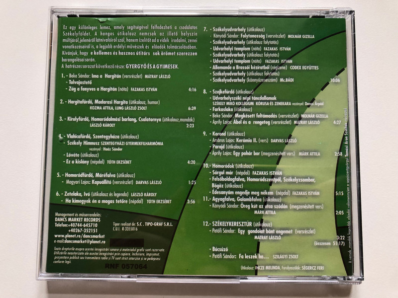 Székelyföldi Hangos Utitárs 2. Udvarhelyszék / Vers, Humor, Mondak, Legendak, Utikalauz, Megzenesitett Versek, Nota, Regizene, Nepdalok, Konnyuzene, Korusmuzsika, Hangszeres Zene / Dancs Market Records Audio CD 2006 / DMR-091