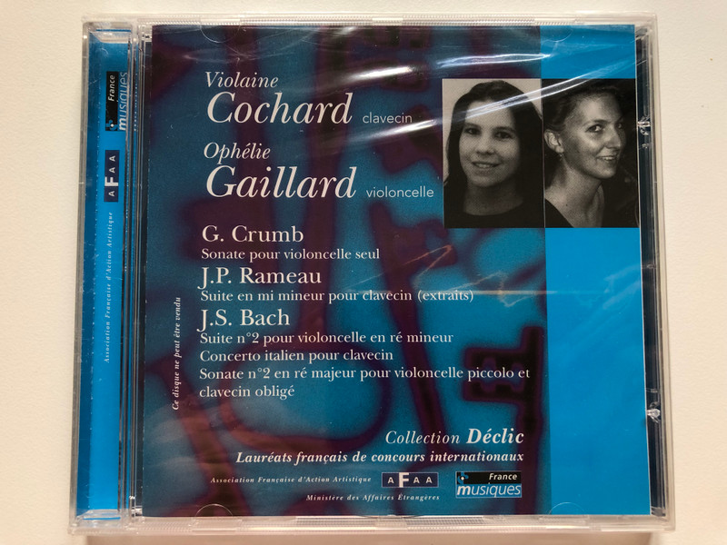 Violaine Cochard (clavecin), Ophelie Gaillard (violoncelle) - G. Crumb: Sonate pour violoncelle seul; J.P. Rameau: Suite en mi mineur pour clavecin (extraits); J. S. Bach: Suite no.2 pour violoncelle en re mineur / AFAA Audio CD 2000 / AFAA 006