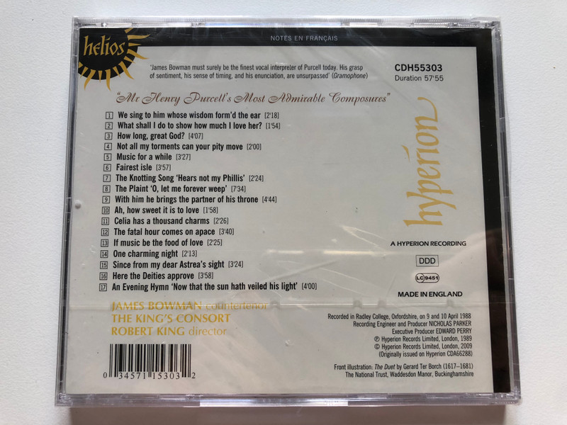 Henry Purcell - ''Mr Henry Purcell's Most Admirable Composures' - James Bowman, The King's Consort, Robert King / Hyperion Audio CD 2009 / CDH55303