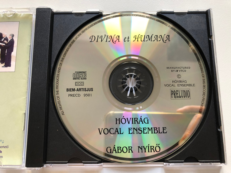 Divina et Humana / Hovirag Vocal Ensemble, Gabor Nyiro - artistic director,organ / Preludio Audio CD 1995 / PRECD 9501