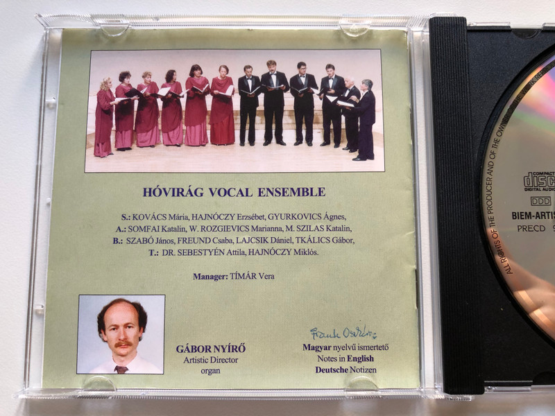 Divina et Humana / Hovirag Vocal Ensemble, Gabor Nyiro - artistic director,organ / Preludio Audio CD 1995 / PRECD 9501