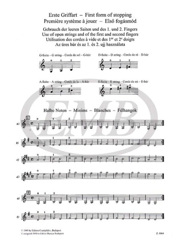 Járdányi Pál, Szervánszky Endre, Sándor Frigyes: Violin Tutor 1 / Editio Musica Budapest Zeneműkiadó / 1977 / Járdányi Pál, Szervánszky Endre, Sándor Frigyes: Hegedűiskola 1