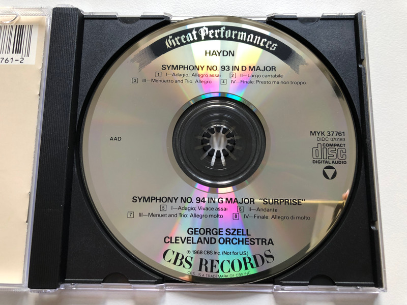 Haydn-Symphonies Nos. 93 & 94-szell / CBS Inc. Audio CD 1982