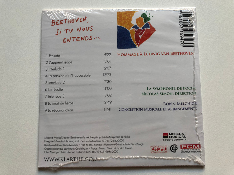 Beethoven, Si Tu Nous Entends.... / La Symphonie De Poche, Nicolas Simon (director), Robin Melchior, Conception Musicale Et Arrangements / Klarthe Audio CD 2020 / 5051083159470