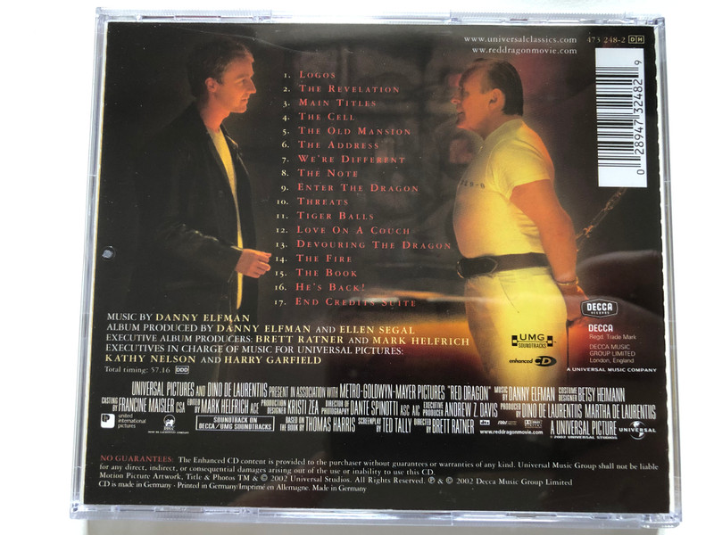 Red Dragon (Original Motion Picture Soundtrack) - Music by Danny Elfman / Decca Audio CD 2002 / 473 248-2