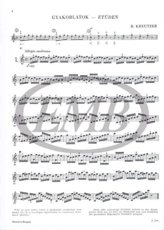 Kreutzer, Rodolphe: 42 Etudes or Caprices / Arranged by Sándor Frigyes / Editio Musica Budapest Zeneműkiadó / 1960 / Kreutzer, Rodolphe: 42 gyakorlat / Átdolgozta Sándor Frigyes
