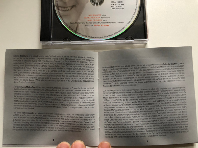 Martinů Oboe Concerto Piano Concerto No. 3  Suphraphon Audio CD 2002
