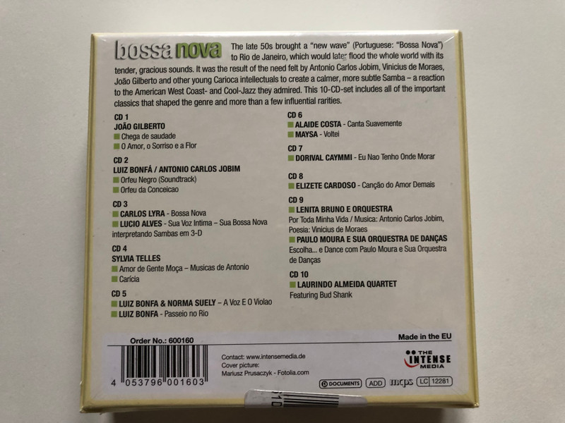 Bossa Nova - The Cool Sound From Brazil / João Gilberto, Antonio Carlos Jobim, Luiz Bonfá, Carlos Lyra, Dorival Caymmi, Laurindo Almeida Quartet, Elizeth Cardoso, Sylvia Telles, Maysa, and others / Documents 10x Audio CD / 600160