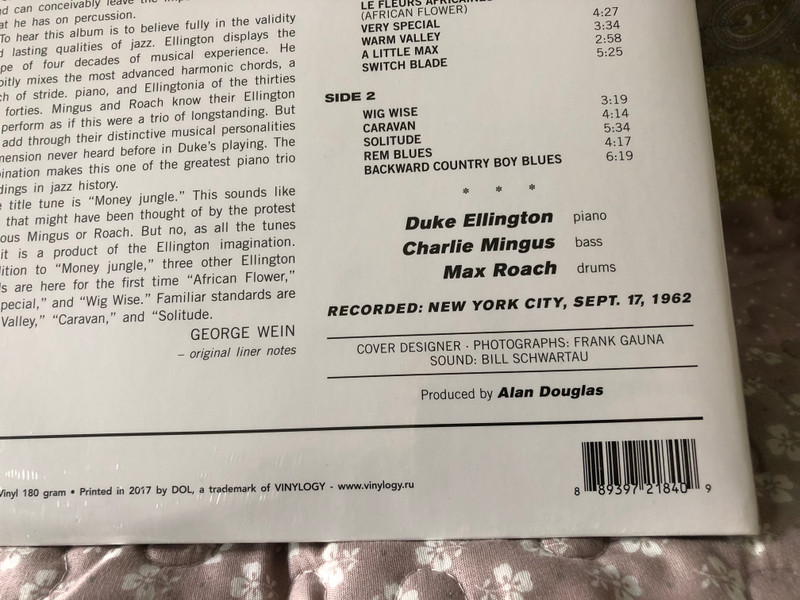 Money Jungle - Duke Ellington, Charlie Mingus, Max Roach / Deluxe Gatefold Edition, 180 gram, HQ Virgin Vinyl / The Classic 1963 Jazz Album, His Historic Trio Session / Also features Charles Mingus and Max Roach / DOL LP 2017 / DOL840HG