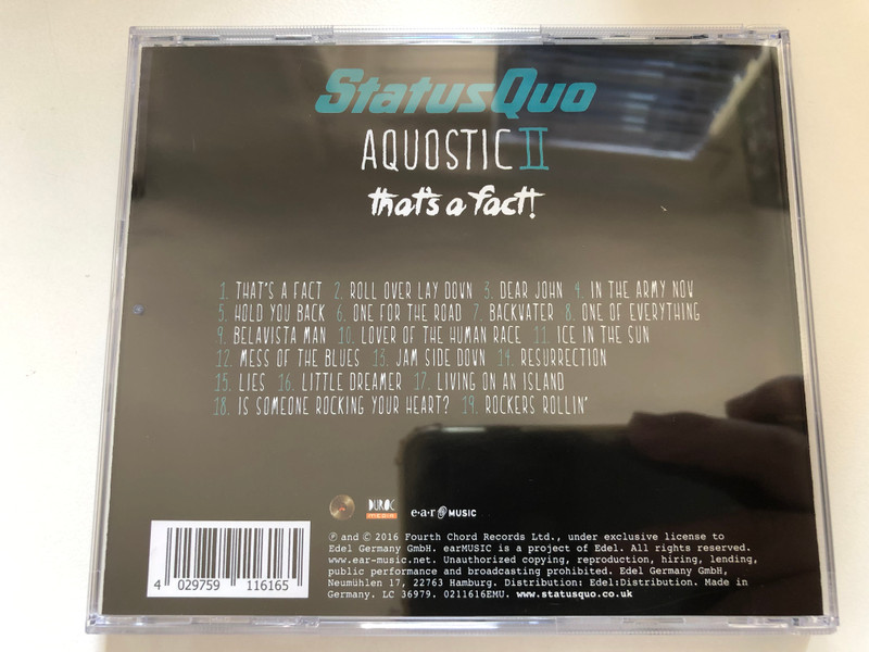 Status Quo – Aquostic II: That's A Fact! / Ear Music 2x Audio CD 2016 / 0211616EMU