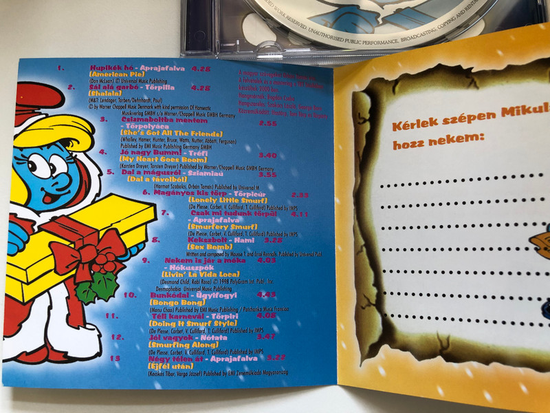 Hupikék Törpikék – 8: Hupikék Hópihék / Tele a legtorposebb megaslagerekkel! / EMI Audio CD 2000 / 7243 530168 2 1