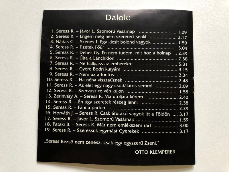 Szomorú Vasárnap (Seress Rezső Dalai) - Bodrogi, Voith, Garas / Audio CD / 99001 