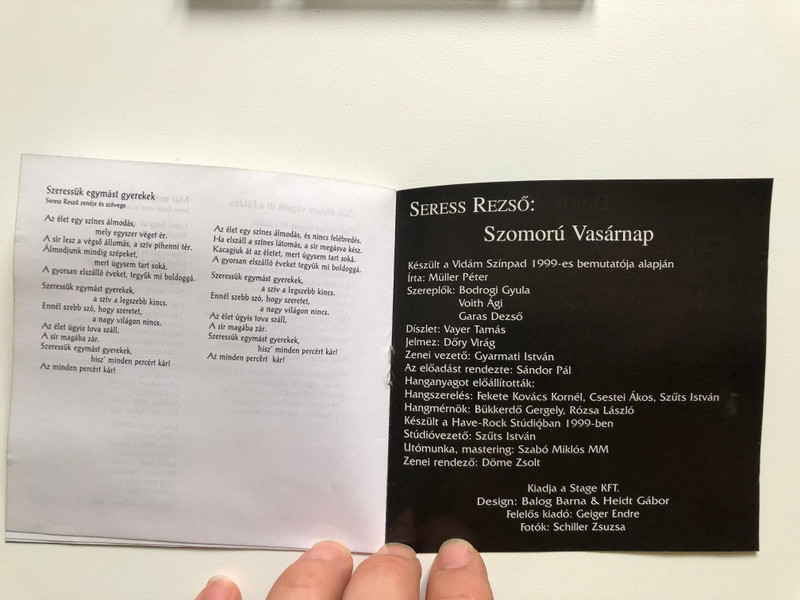 Szomorú Vasárnap (Seress Rezső Dalai) - Bodrogi, Voith, Garas / Audio CD / 99001 