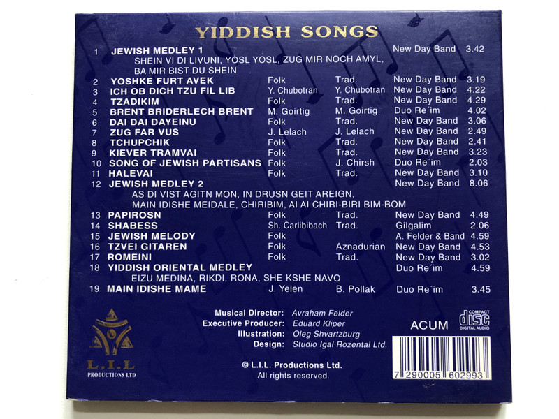 Yiddish Songs With Words Of Songs - Best loved Yiddish songs bring back the past - CD 2 / LIL Virtuoso Series Audio CD / 7290005602993
