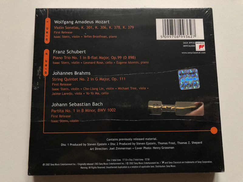 Isaac Stern - In Tribute And Celebration / In Erinnerung an Isaac Stern / Sony Classical 2x Audio CD 2002 / SM2K 89936