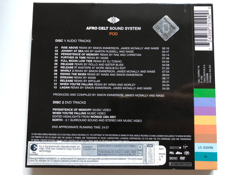 Afro Celt Sound System - Pod / Real World Records Audio CD + DVD Video CD 2004 / CDRW116