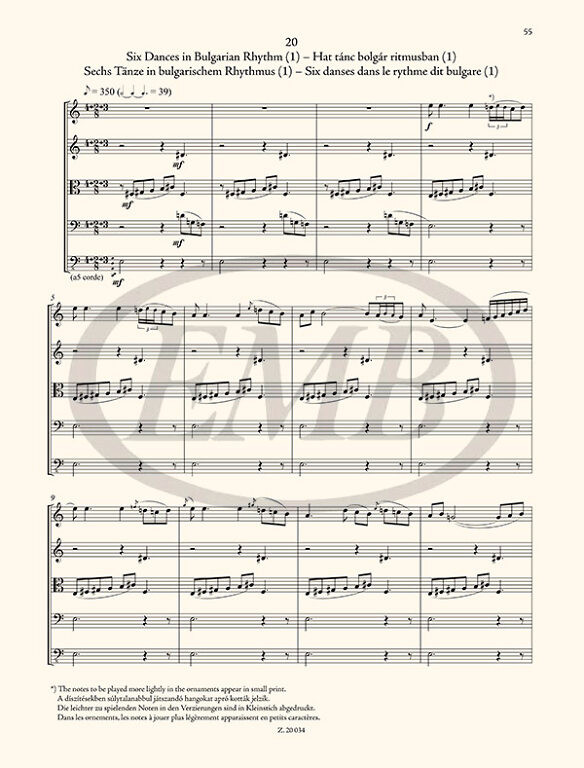 The Microcosm of String Ensemble Music 4 / based on Béla Bartók's Mikrokosmos for string orchestra / Sheet music and download code / Author: Bartók Béla / Selected and transcribed by Soós András / Editio Musica Budapest Zeneműkiadó / 2022 / A vonós kamarazene mikrokozmosza 4