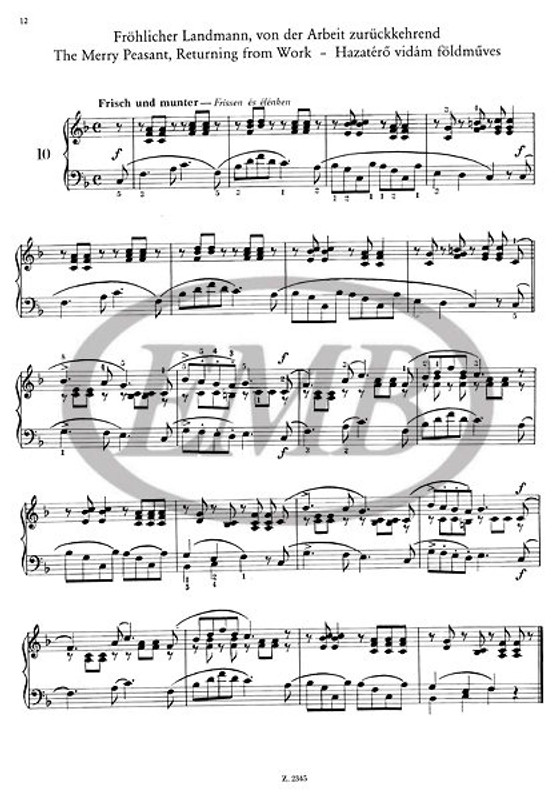 Schumann, Robert: Album for the Youth for piano / Edited by Solymos Péter / Editio Musica Budapest Zeneműkiadó / 1959 / Schumann, Robert: Ifjúsági album zongorára / Közreadta Solymos Péter