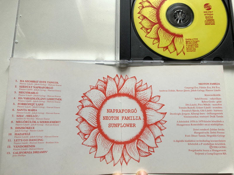 Napraforgó - Neoton Familia / + 3 Bonus Track / Gong Audio CD 1996 / HCD 37817
